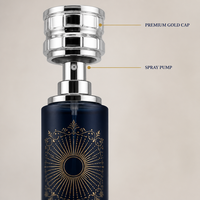 Flacon de parfum vide en gros 250 ml, noir mat, design étoilé, étiquette dorée, flacon en verre de luxe rechargeable, logo personnalisé