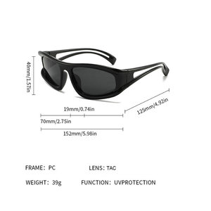Nuovo futuristico argento Y2K Unisex ciclismo <span class=keywords><strong>occhiali</strong></span> da <span class=keywords><strong>sole</strong></span> UV400 polarizzati <span class=keywords><strong>occhiali</strong></span> da <span class=keywords><strong>sole</strong></span> bianco pz montatura alla moda Hot Girl Millennium - Product Image 4
