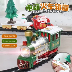 צעצועים חינוכיים עם יוקרה חשמלי רכבת מסלול סט צעצועי רכבת מכונית רכבת חג המולד רכבת סביב עץ