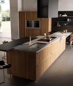 Kahverengi renk yapay kuvars döşeme katı yüzey mutfak tezgahı
