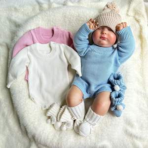 Set Rajutan Bayi, Sweater Rajut Tebal Panjang, Kupluk Bayi Baru Lahir, Pakaian Rajut Anak, Celana, Pakaian Musim Dingin, Set Sepatu Bayi - Product Image 2