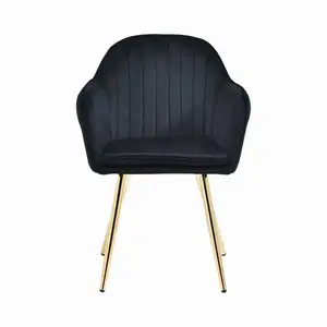 Набор из 2 черных обеденных стульев бархатный стул-трансформер для завтрака с металлическими ножками и подушкой мебель для дома современный интерьер