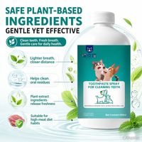 Spray anti-plaque et anti-tartre pour animaux de compagnie à la menthe et au thé vert OEM/ODM, à base d'extrait de chrysanthème CPC, apaise les gencives enflées et irritées