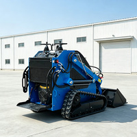 Mini Excavator Diesel Skid Steer Loader dengan Attachment Backhoe dan Thumb, Mini Tracked Skid Steer Loader, Diesel Skid Steer Loader