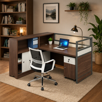 Poste de travail modulaire en L en bois pour centre d'appels, bureau ergonomique exécutif avec cloison de séparation
