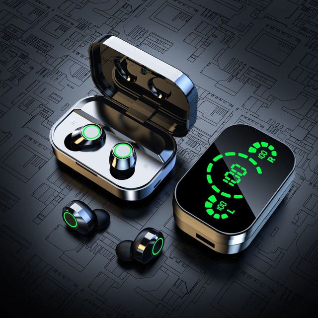 HD Mirror Screen LED Display Earphone  Headphones TWS Wireless Bluetooth Earbuds Sports Waterproof In Ear Headsets