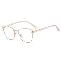 Gafas con Marco Metálico MS 82153, Anti Luz Azul, Diseño de Ojo de Gato para Mujer, Gafas Ópticas con Logotipo Personalizado