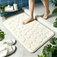 3D Weiche Kopfsteinpflaster-Optik Coral Fleece Badematten Rutschfeste Badezimmer-Bodenteppiche für Waschbecken Badewanne Fußmatte Zuhause Dusche