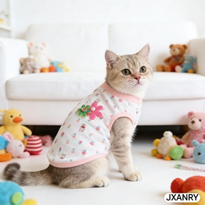 JXANRY <span class=keywords><strong>Gilet</strong></span> simple à motif de lapin et <span class=keywords><strong>petite</strong></span> fleur pour chiots et chatons, vêtements mignons pour chatons nouveau-nés, été et printemps - Product Image 2