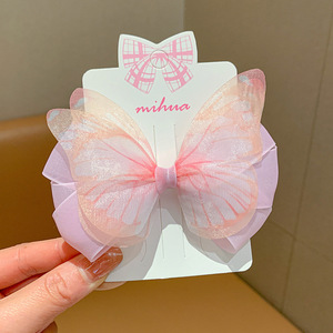 Gradient Tulle Butterfly <b>Bow</b> Hair <b>Clips</b> Cute Barrettes For Little Girls Kids Hair Accessories - Product Image 5
