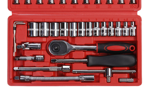 Ensemble d'outils de réparation automobile en acier inoxydable, clé <span class=keywords><strong>à</strong></span> cliquet, douilles multifonctions, boîte <span class=keywords><strong>à</strong></span> outils combinée, étui rigide OEM - Product Image 5