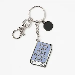 Manufacturer Customized Designs 2D 3D Enamel Metal MINI Book Key Chain Holder Custom Keychain