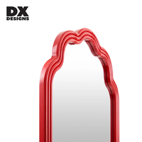 Miroir décoratif en forme de fleur rouge DX Designs, cadre festonné, style vintage, miroir mural pour entrée, décoration de la maison