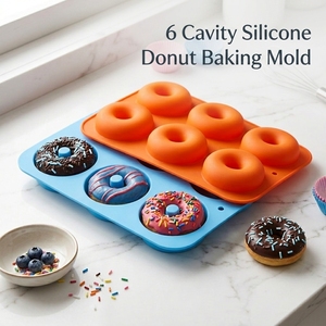 Moule à beignets en silicone antiadhésif personnalisé à 6 cavités pour des beignets faits maison parfaits - Product Image 1