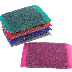 Stainless Steel Wire Nylon Polyester Kitchen Scrubber Promotional Durable Dish Washing Sponge Scourer