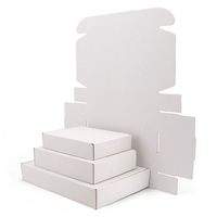 Boîte d'expédition ondulée ultra-robuste de taille moyenne à grande, en kraft blanc écologique, pliable, avec logo personnalisé, pour t-shirts, livres, produits de soin de la peau