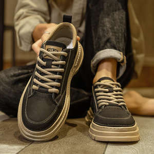 Botas de Trabajo Casuales Versátiles para Hombre, Primavera, Estilo Retro, Botines de Desierto, Transpirables, de Cuero, Deportivas, con Aumento de Altura - Product Image 2