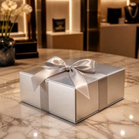 Boîte cadeau de luxe en argent, pliable, fermeture magnétique, logo personnalisé, boîte en carton rigide pour l'emballage de produits de marque