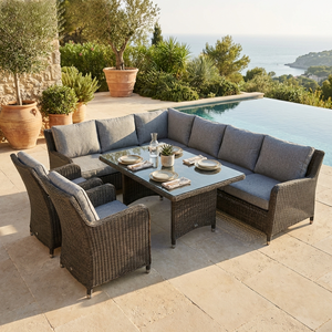 Ensemble de canapés d'extérieur en rotin tressé moderne et imperméable avec structure en acier pour parc, appartement, ferme, <span class=keywords><strong>jardin</strong></span> – Mobilier de luxe <span class=keywords><strong>6</strong></span> <span class=keywords><strong>places</strong></span> - Product Image 1