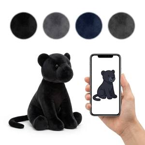 Peluche <span class=keywords><strong>Pantera</strong></span> <span class=keywords><strong>Nera</strong></span> Personalizzata Seduta, Pelliccia Scura Opaca, Corpo Compatto Elegante, Coda Lunga e Sottile, Mascotte Giungla Personalizzata - Product Image 1