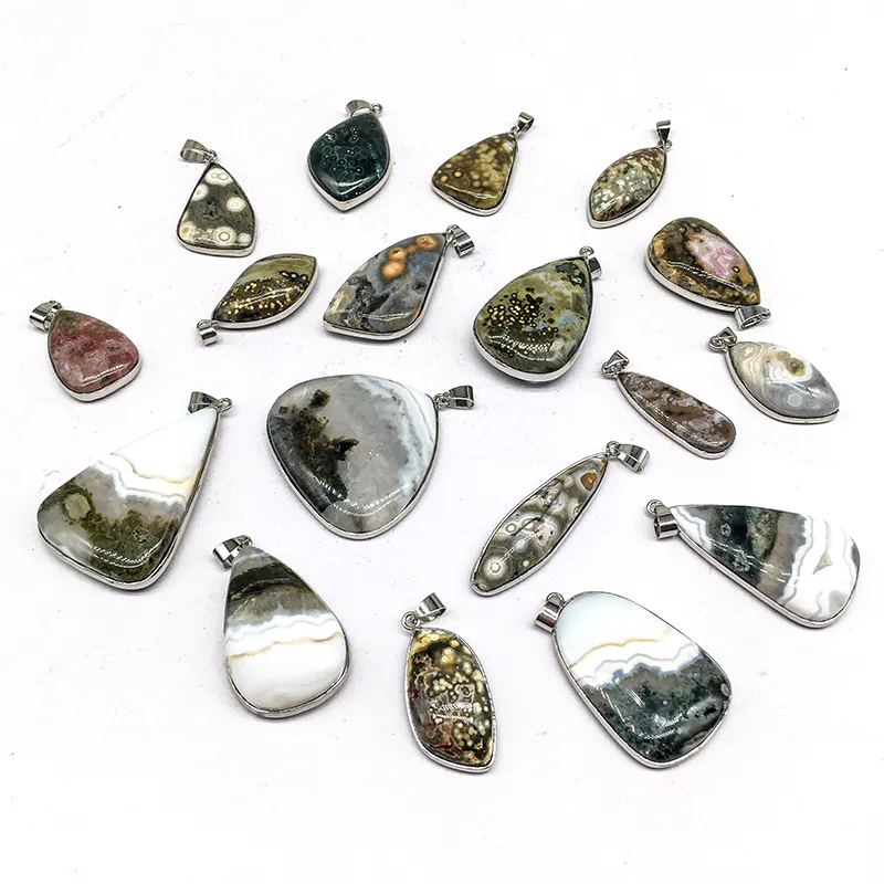 Factory Price Natural ocean jasper pendants heading crystal gemstone crystal pendants for home decoration and jewelry