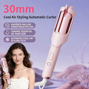 Fer à boucler automatique avec plus de 100 millions d'ions négatifs, coiffage à air froid et conception anti-brûlure pour tous types de cheveux - Product Image 1