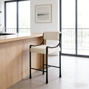 Taburete de <span class=keywords><strong>Bar</strong></span> Moderno de Lujo Ligero con Tapicería de Tela Tejida |   Silla de Barra con Estructura Metálica Estilo Industrial para Bares en Azoteas y Comedores de Lujo - Product Image 1