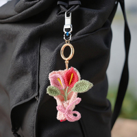Haute qualité à la main Calla Lily fleur tricoté en peluche PP coton rempli KIVA marque Mini Crochet fleur Bouquet porte-clés jouet