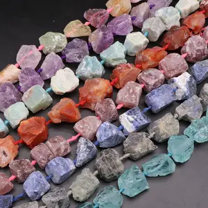 16-30毫米天然不规则粗糙紫水晶黄水晶珠珠，高品质紫水晶原石