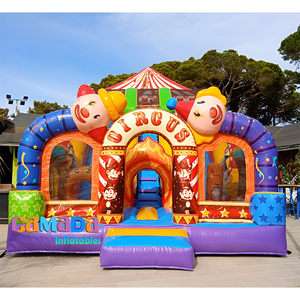 Thương mại xiếc chú hề chủ đề <span class=keywords><strong>Inflatable</strong></span> Bouncer lớn <span class=keywords><strong>Inflatable</strong></span> khô trượt nhảy lâu đài Combo cho trẻ em - Product Image 1