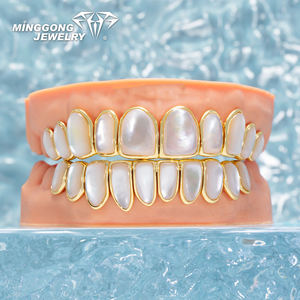 Bijoux fins personnalisables Style Hip-Hop Dents de coquillage blanc <span class=keywords><strong>Grillz</strong></span> Argent 925 Or 10K 14K 18K Design personnalisé Fino <span class=keywords><strong>Grillz</strong></span> - Product Image 1