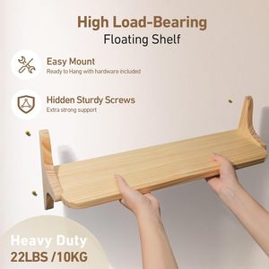 Wooden <b>Wall</b> Mounted Floating Shelf Natural Wood Color Rectangle <b>Hanging</b> <b>Storage</b> Bracket For Living Room Decoration - Product Image 3