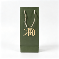 Sacs en papier personnalisés pour emballage de vin, sacs de shopping en papier de luxe vert sur mesure
