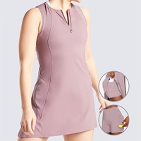 Vestido deportivo liso con bolsillos para mujer personalizado Yoga Fitness Tennis Pickleball Wear con pantalones cortos