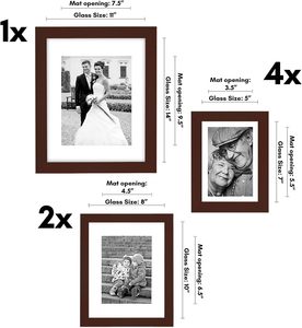 Picture <strong>Frames</strong> with Shatter-Resistant Glass - <strong>Gallery</strong> Wall <strong>Frame</strong> <strong>Set</strong> with One 11x14, Two 8x10 and Four 5x7 <strong>Frames</strong> - Product Image 2