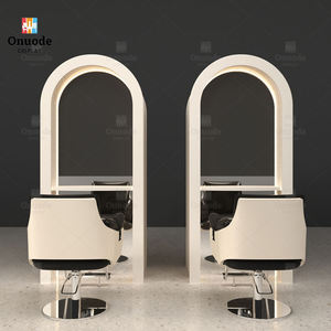 Design d'intérieur moderne pour salon de coiffure |   Ensemble table et miroir de manucure personnalisé |   Mobilier de salon de manucure écologique avec éclairage LED - Product Image 3