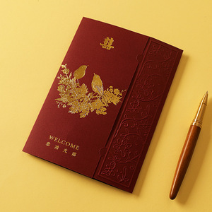 การ์ดเชิญงานแต่งงานสไตล์จีน ปั๊มร้อนสีแดง กระดาษพิเศษ บรรจุกล่อง - Product Image 4