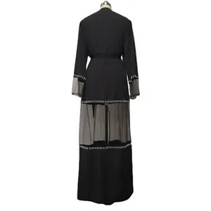 New Fashion Beaded Dubai Open Abaya Muslim Women Long Cardigan Kimono Jilbab Kaftan Maxi Dress Gown