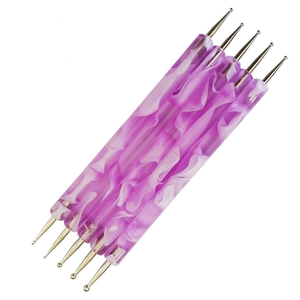Lot de 5 outils de manucure professionnels pour nail art, motif vague marine violette, fournitures OEM pour la décoration de gel - Product Image 2