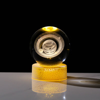 Lampe de nuit 3D boule de cristal charge USB lumière de couleur chaude Base de fissure système solaire jésus LED cadeau de noël décor de chambre veilleuse