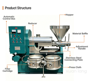 เครื่องกดน้ำมันแบบอัตโนมัติขนาดใหญ่สำหรับเมล็ดฝ้าย เมล็ดทานตะวัน เมล็ดเรพซีด แบบสกัดเย็น กำลังการผลิต 75 กก./ชม. - Product Image 3