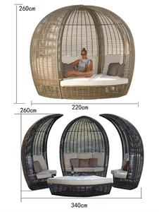 Buitenhotel Strand Zwembad Hoge Kwaliteit Handgeweven Rieten Slaapbank - Product Image 5