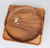 Ensemble de 4 assiettes rondes en bois faciles à nettoyer, résistantes aux chocs, idéales pour servir des collations lors de fêtes