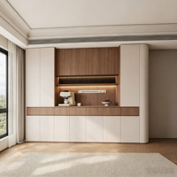 Buffet en bois minimaliste moderne avec tiroirs, armoire de rangement pour salle à manger et éclairage LED