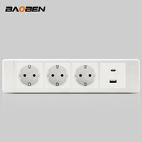 BAOBEN Desktop-Einbausteckdose - Britischer und Amerikanischer Standard Mehrfachstecker Eingebaute Möbel-USB-Steckdosenleiste