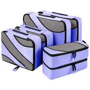Bsci กระเป๋ากันน้ำแบบพับเก็บได้6ชุด, ชุดกระเป๋าเดินทางแบบบีบอัดเครื่องแป้งทรงลูกบาศก์สำหรับกระเป๋าเดินทาง