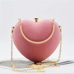 Kadın Kalp Şeklinde Zincir Örgü Çanta Postacı Omuz Çantası Abiye Parti Çantası Özel Tasarım El Çantası - Product Image 4
