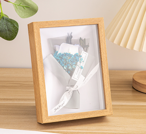 Thủ công sáng tạo khung ảnh gỗ rắn với vỏ hoa khô ba chiều hình ảnh rỗng bán buôn hộp bóng - Product Image 6
