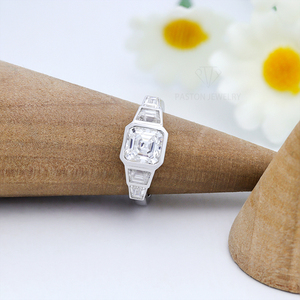 Anelli di Gioielleria Fine Personalizzati Paston, Anello Moissanite Asscher 6*6mm 1ct con Certificato GRA, Anelli di Fidanzamento per Donne - Product Image 3