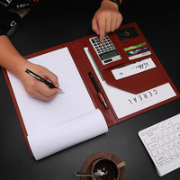 Carpeta de Documentos A4 Personalizada, Carpeta de Cuero con Calculadora, Carpeta con Clip para Gerentes, Portafolio Ejecutivo para Conferencias